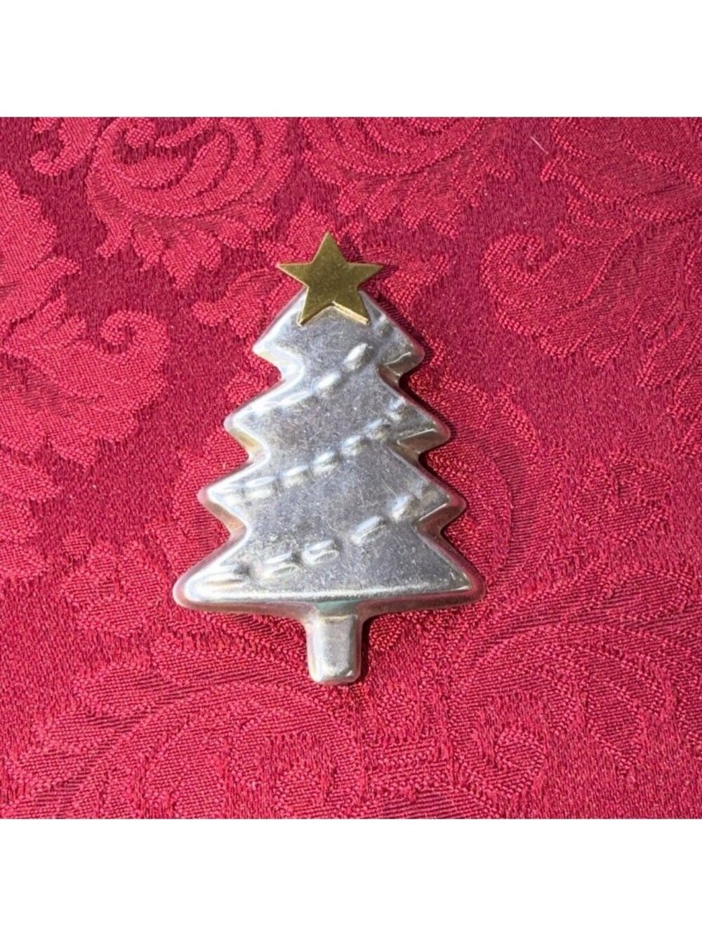 Vintage Mexico 925 Sterling Silver Christmas Tree Brooch Pin Pendant Taxco Star